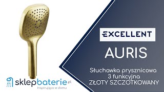 AURIS Słuchawka prysznicowa 3 funkcyjna Złoty szczotkowany EXCELLENT AREXSH100GB  SklepBateriepl [upl. by Eresed665]