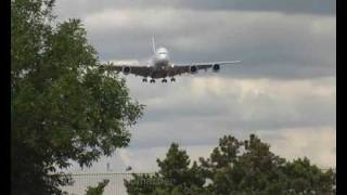 Emirates Airbus A380 landing in Toronto Pearson Airport  low approach over Airport Rd [upl. by Cost]