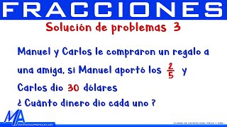 Solución de problemas con fracciones  Ejemplo 3 [upl. by Yrahk]