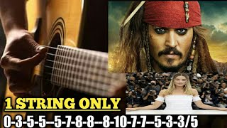 Pirates Of The Caribbean single string EasyGuitar Tabs LessonPirates Of The Caribbean With 1 string [upl. by Quillon]