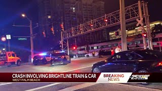 Crash involving Brightline train and car in downtown West Palm Beach [upl. by Enyal488]