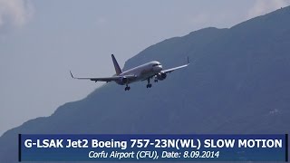 GLSAK Jet2 Boeing 75723NWL WINDY LANDING CFU SLOW MOTION FULL HD [upl. by Kaazi]