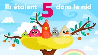 Ils étaient 5 dans le nid  Comptine avec gestes pour enfants et bébés avec les paroles [upl. by Aytida]