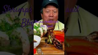 Shrimps Cocktail and Bbq Squid  Asmr Mukbang food eatingshow [upl. by Khorma125]