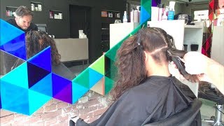 A layered haircut on curly hair with an undercut [upl. by Neelra889]