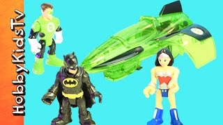 Imaginext Batman  Green Lantern Jet WonderWomans Invisible Jet Adventure HobbyKidsTV [upl. by Aerdnu]