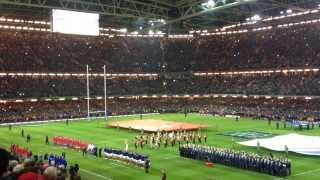 Rugby 6 Nations  Wales vs France  Welsh AnthemHymne Gallois  Cardiff  21022014 [upl. by Stinky]