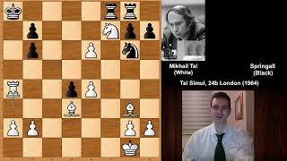 Amazing Tactics Mikhail Tal vs Springall  London 1964 [upl. by Wootten255]