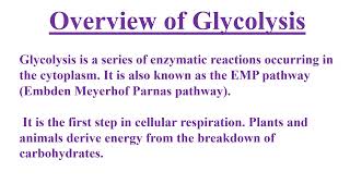 Significance of Glycolysis Video No 526 [upl. by Phillida997]