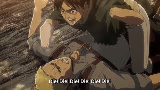 Attack on Titan S2  EREN VS REINER 2ND ROUND HD [upl. by Anertak]