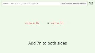 Solve 1053n16n227n4 Linear Equation Video Solution  Tiger Algebra [upl. by Sanger]