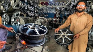 Restoration of a Cracked Aluminium Alloy Wheel  How to Fix Buckled Aluminium Alloy Wheel Rim [upl. by Aynotel]