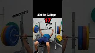 23 Reps at 309 lbs Bench Press CHALLENGE [upl. by Anialed]