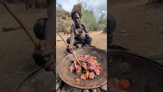 Wow 😋😲‼️ This is So delicious natural food Hadza makes for breakfast 🥞😋hadzabetribe villagelife [upl. by Aonian662]