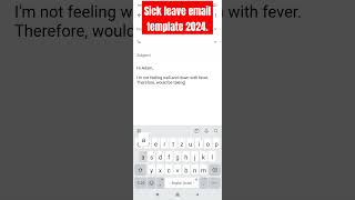 Sick leave email template 2024  email templates  emailcommunication emailwriting feedshorts [upl. by Gnel]