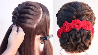 antique juda hairstyle for bridal with real red rose [upl. by Navap]