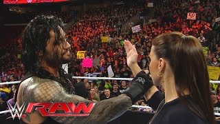 Roman Reigns reminds Stephanie McMahon that he is the quotauthorityquot in WWE Raw March 21 2016 [upl. by Loftus]