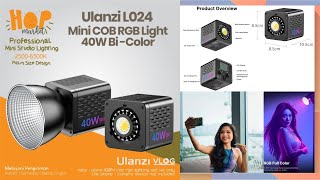 ULANZI L024 COB Light 40W RGB Portable Lampu LED RGB Rechargeable with 20 Effects 2500k6500k CRI 95 [upl. by Alamac]