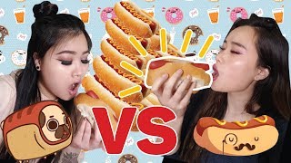 HOT DOG CHALLENGE  Mukbang Race [upl. by Naillij]