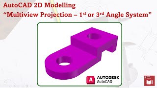 AutoCAD 2D Modelling  Multiview Projection 3rd Angle Projection [upl. by Netti898]