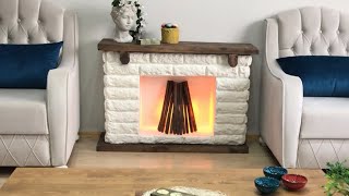 reklam Fireplace  DIY Decorative Fireplace  Dekoratif Şömine Yapımı  Fireplace making [upl. by Dragde]