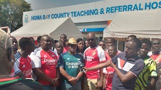 ARSENAL FANS FROM HOMABAY DONATES GIFT HAMPERS TO PATIENTS AT HOMABAY COUNTY HOSPITAL [upl. by Aehsrop]