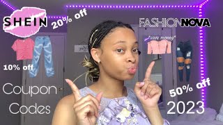 💕NEW SHEIN amp FASHION NOVA COUPON CODES 2023 50 OFF💕 [upl. by Celene]