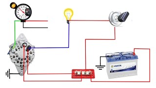 car alternator wiring with rpm meter  car alternator wiring diagram  how to wiring tachometer [upl. by Aiekal495]