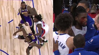 Craziest Fights in NBA History LeBron James EJECTED After Fight With Pistons Isaiah Stewart [upl. by Luemas]