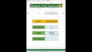 weekday  text  weeknum  ytshorts exceltutorial exceltricks excelvideos shorts [upl. by Nibaj703]