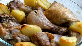 Курица запеченная с картофелем  Poulet sauté au four wmv [upl. by Eilsew]