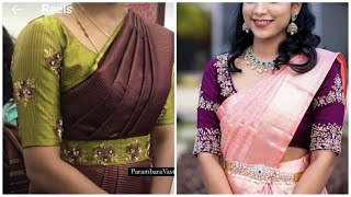 25 Top Borderless Silk Saree Blouse Designs 2023  No Boarder Silk Sarees With Contrast Blouses [upl. by Jaquith76]