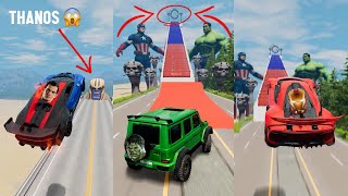 Super Heros Cars vs 100 Containers 2 😱 BeamNGDrive  The Real Granny [upl. by Anilem]