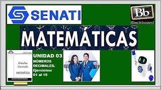 SENATI U 03 1 MATEMÁTICA NÚMEROS DECIMALES [upl. by Yhtak]