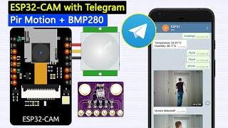 ESP32 CAM PIR Motion  BMP280 With Telegram web  Take Photos Control Outputs Request Sensor [upl. by Picker]