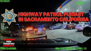 Highway Patrol Pursuit In Sacramento California [upl. by Ymmik]