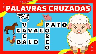 PALAVRAS CRUZADAS  Nomes de animais da fazenda domésticos e selvagens [upl. by Aerdnwahs]