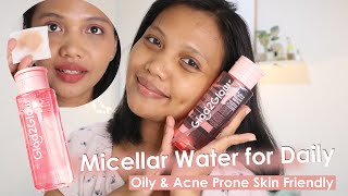 GLAD2GLOW MICELLAR WATER REVIEW in Acne Prone Oily Skin [upl. by Eserehs33]