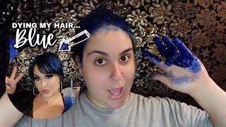 Changing my hair from BLACK BOX DYE to BLUE HAIR  Manic Panic Blue Hair Dye [upl. by Namsu]