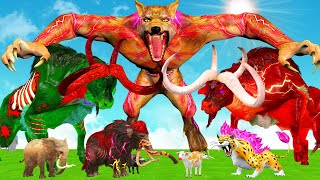 10 Giant Elephant Cow Buffalo vs 10 Zombie Tiger Lion Attack Baby Cow Buffalo Saved By Mammoth [upl. by Xam]