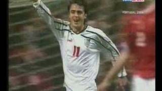 Dimitar Berbatov  first qualification goal for Bulgaria against Denmark in 2000 [upl. by Eenhat491]