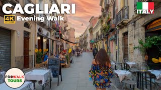 Cagliari Italy Evening Walk  4K  with Captions [upl. by Ide]