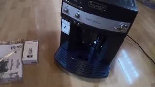 Delonghi superautomatic espresso coffee machine ESAM 3000 Magnifica unboxing and instruction [upl. by Gomar499]