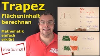 Trapez  Flächeninhalt berechnen  Mathematik  einfach erklärt  Lehrerschmidt [upl. by Neleh]