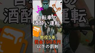 自転車の飲酒運転罰則強化🚴酒気帯び運転 懲役3年 罰金50万円飲酒運転幇助 懲役2年 罰金30万円酒酔い運転 懲役5年 罰金100万円🔰サイクリストの9割が知らない自転車道交法改正チャリカス [upl. by Nnylarej]