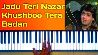 Jadu Teri Nazar  tutorial on piano [upl. by Llecrep]