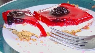 Raspberry Jello No Bake Cheesecake Recipe [upl. by Adnauq616]