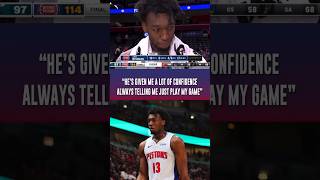 James Wiseman on Taj Gibsons impact since joining the Pistons detroitpistons jameswiseman nba [upl. by Rhodes]