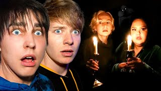 Reacting To KallMeKris and CelinaSpookyboo Ghost Hunting [upl. by Eilatam391]