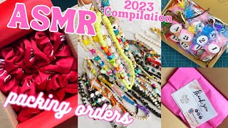 ASMR Packing Orders 2023 Compilation  Small Business Owner  Pack Orders With Me  Custom Scrunchie [upl. by Akinnor]